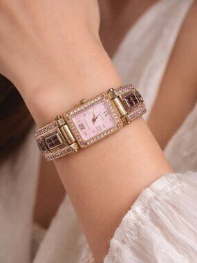 Heidi Daus Art Deco Cuff Watch Pink Face